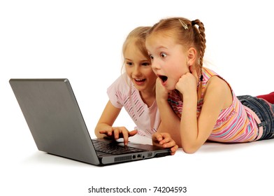 Little Girls With Laptop