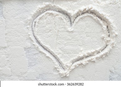 Little Heart On Flour - White Food Background