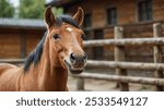 Little horse at small latvian zoo. Horse smile. Horse showing teeth, smiling horse, funny horses, funny animal face. laugh animal