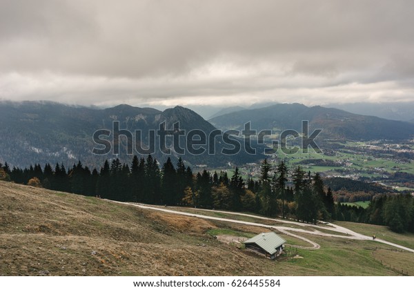 Little\
houses on Jenner mountain, Berchtesgaden,\
Germany