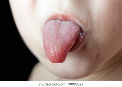 Little Human Baby Child Sticking Tongue Out Mouth