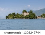 little island on the Maggiore Lake, northern Italy/ view from the boat