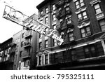 Little Italy sign in Manhattan area in New York.  Picture in black and white.