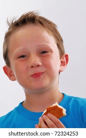 Little Kid Eating Ice Cream Sandwich.