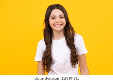 Little kid girl 12,13, 14 years old on isolated background. Children studio portrait. Emotional kids face. Happy teenager, positive and smiling emotions of teen girl. - Shutterstock ID 2196604251