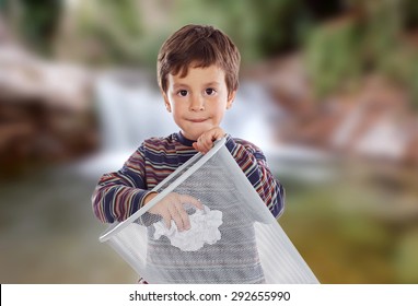 Little Kid On The Outside Throwing A Paper In The Bin.