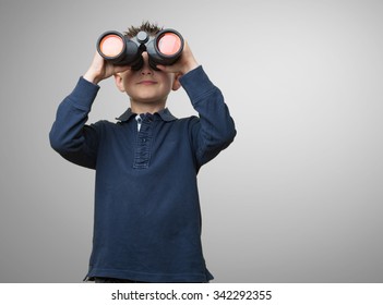Little Kid Using Binoculars