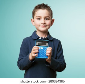 Little Kid Using Calculator