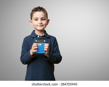 Little Kid Using Calculator