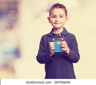 Little Kid Using Calculator