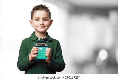 Little Kid Using Calculator