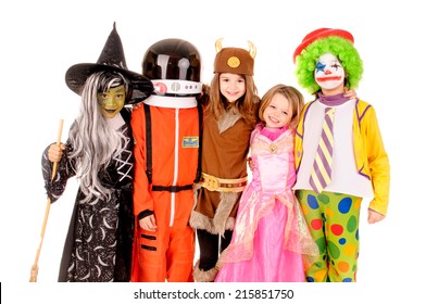 Little Kids In Costume Isolated In White