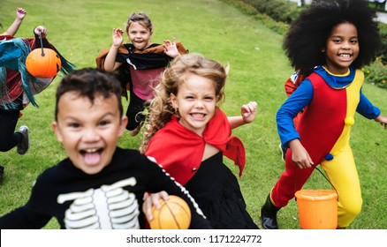 Little Kids At A Halloween Party