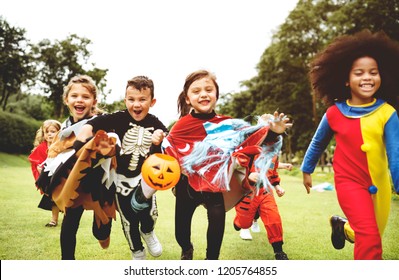 Little Kids At A Halloween Party