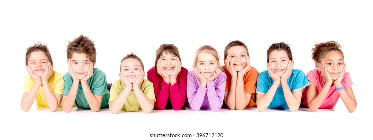 Little Kids Isolated In White Background