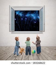 Little Kids Watching Fireworks