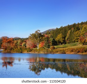 Little Long Pond In The Colors Of Autumn, Mount Desert Island, Acadia National Park, Maine, USA