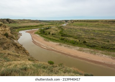 The Little Missouri River In The Badlands Of North Dakota.