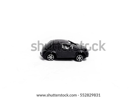 Little model car isolated on white background