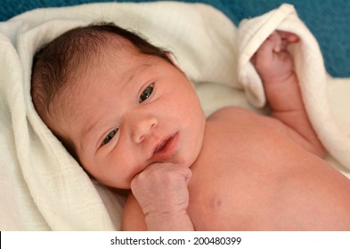 Little Newborn Baby (1 Week Old) Awake.