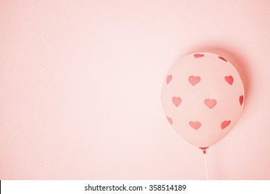 little pink heart on balloon for romantic background 