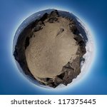 Little planet panorama of mountains