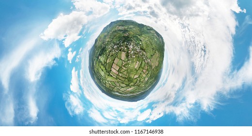 360° Little Planet View Of San Vicente In El Salvador