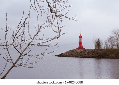 Little Red Lighthouse In The Fog