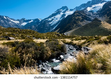 Little River Mountain View Mount Cook National Park New Zealand