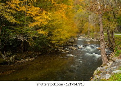 Little River Road In Great Smoky Mountains National Park Tennessee In Autumn