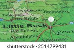 Little Rock, AR marked by a white map tack. The City of Little Rock is the  county seat of Pulaski County and the capital of the State of Arkansas.