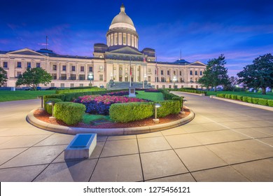 Little Rock, Arkansas, USA At The State Capitol. At Night.