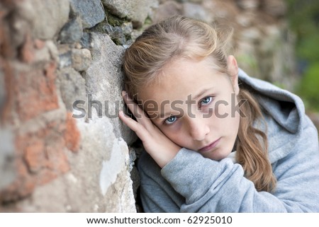 Similar – Portrait of sad little boy