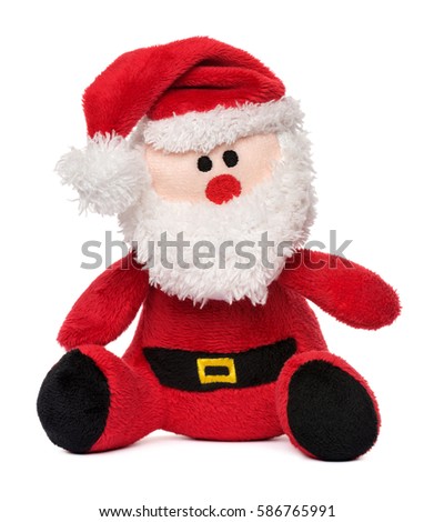 Little Santa Claus plush toy isolated on white background