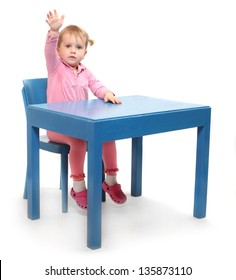 Little Scholar In The School Desk.