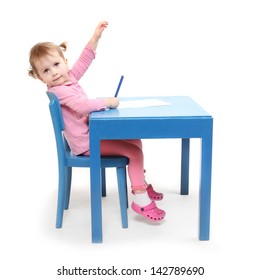 Little Scholar In The School Desk.