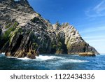 Little Skellig Island, home to many various seabirds and the second largest gannets colony in the world, County Kerry, Ireland. Tourist attractions on famous Irish Ring of Kerry route.