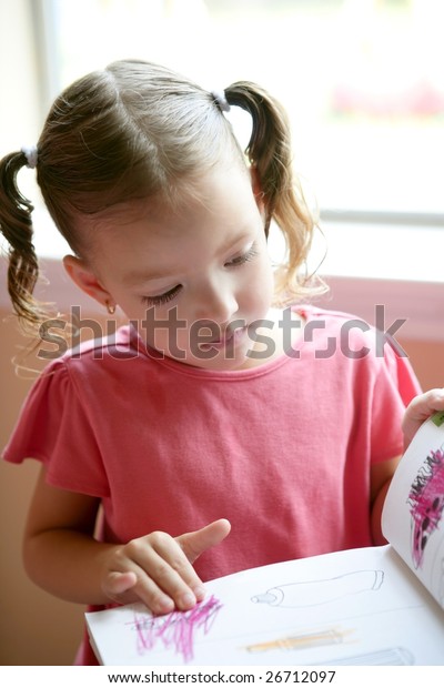 Little Toddler Girl Writing School Desk Stock Photo Edit Now