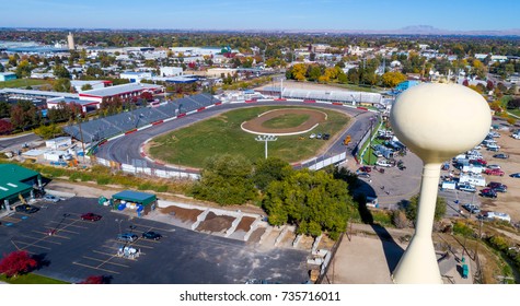 Little Town Of Meridian Idaho With Car Race Track And Water Tower