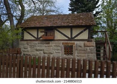 Little Toy House Looking Like A Farm House In The Amusement Park Tripsdrill, Southern Germany