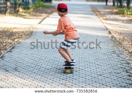 Similar – Image, Stock Photo teenager practicing with skateboard at sunrise city