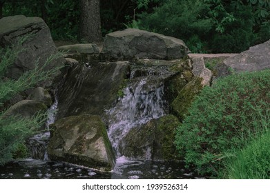 little waterfall in the botanic garden