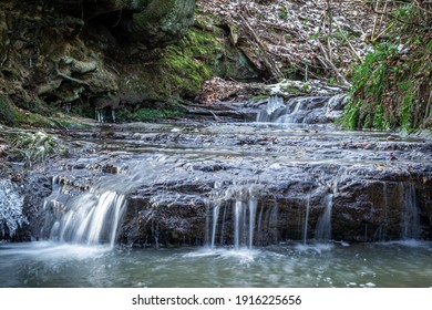 Little Waterfall In Winter In Wealden, South Of England