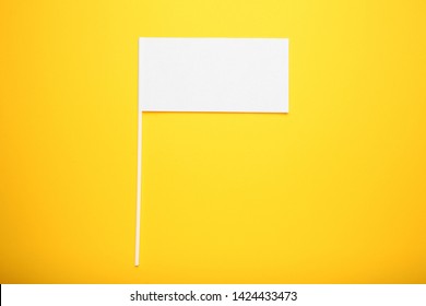 Little White Flag Mockup For Advertising And Design. Empty Banner, Marketing Information.