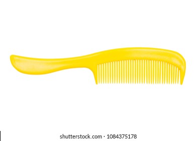 Little Yellow Hair Comb Isolated On White Background