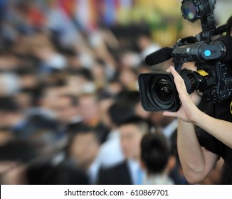 Live Broadcasting Television Operator Camera Selective Stock Photo ...
