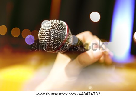 Similar – Image, Stock Photo The microphone on stage before the artist performance