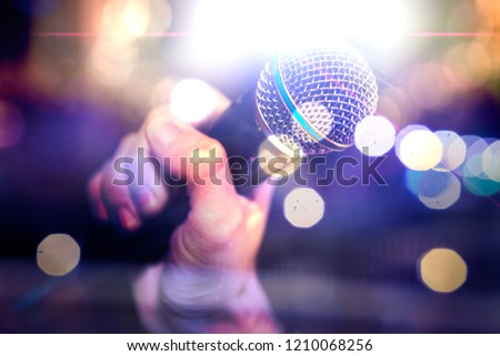 Similar – Image, Stock Photo The microphone on stage before the artist performance