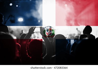 Live Music Concert With Blending Dominican Republic Flag On Fans