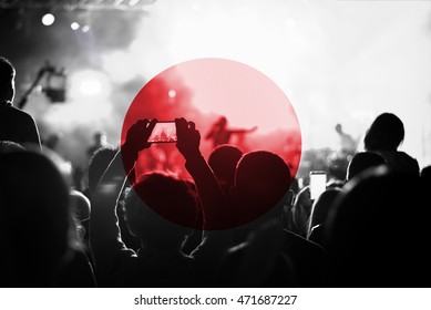  Live Music Concert With Blending Japan Flag On Fans